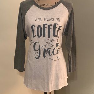 She runs on ☕️ coffee and grace T-Shirt